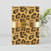 Leopard Pattern 50th Birthday Party Invitation Kaart (Staand voorkant)