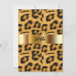 Leopard Pattern 50th Birthday Party Invitation Kaart