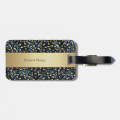Leopard Pattern Black Bronze Monogram Bagagelabel (Achterkant horizontaal)
