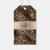 Leopard Pattern Black Bronze Monogram Cadeaulabel (Voorkant)
