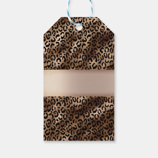 Leopard Pattern Black Bronze Monogram Cadeaulabel (Achterkant)