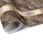 Leopard Pattern Black Bronze Monogram Cadeaupapier (Rol Hoek)