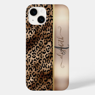 Leopard Pattern Black Bronze Monogram Case-Mate iPhone 14 Hoesje
