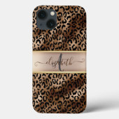 Leopard Pattern Black Bronze Monogram Case-Mate iPhone Case (Achterkant)