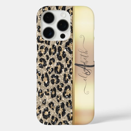 Leopard Pattern Black Bronze Monogram Case-Mate iPhone Case (Achterkant)