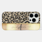 Leopard Pattern Black Bronze Monogram Case-Mate iPhone Case (Achterkant (horizontaal))