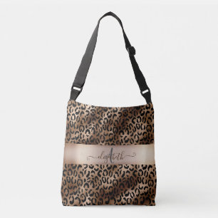 Leopard Pattern Black Bronze Monogram Crossbody Tas