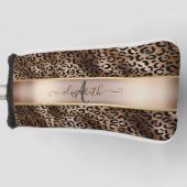 Leopard Pattern Black Bronze Monogram Golfheadcover (Voorkant)