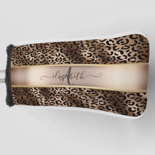 Leopard Pattern Black Bronze Monogram Golfheadcover (Voorkant)