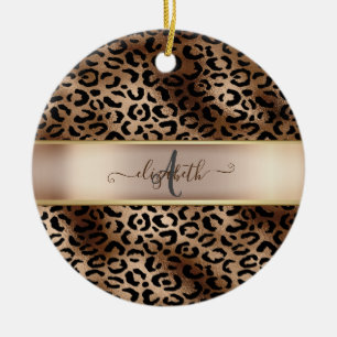 Leopard Pattern Black Bronze Monogram Keramisch Ornament