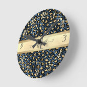 Leopard Pattern Black Bronze Monogram Ronde Klok (Hoek)
