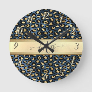 Leopard Pattern Black Bronze Monogram Ronde Klok