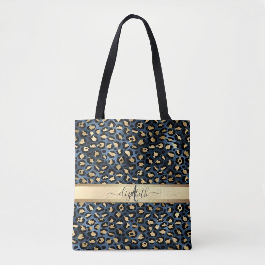 Leopard Pattern Black Bronze Monogram Tote Bag (Voorkant)