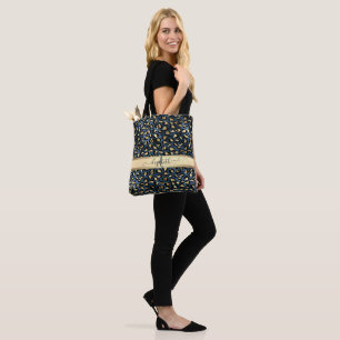 Leopard Pattern Black Bronze Monogram Tote Bag