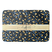 Leopard Pattern Blue Gold Monogram Badmat (Voorkant)