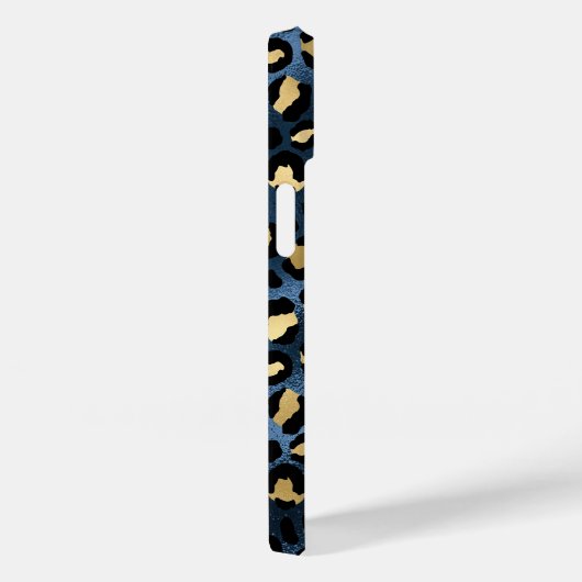 Leopard Pattern Blue Gold Monogram Case-Mate iPhone Case (Achterkant / Rechts)
