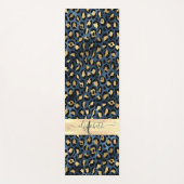 Leopard Pattern Blue Gold Monogram Yogamat (Voorkant)