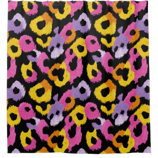 Leopard Pattern Bold Animal Print Retro Glam Douchegordijn (Voorkant)