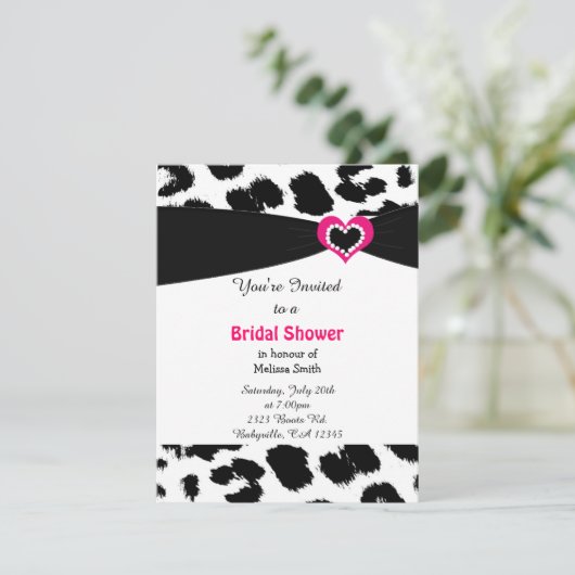 Leopard Pattern Bridal Shower Invitation Kaart (Staand voorkant)