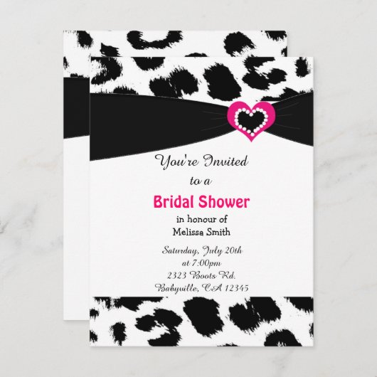 Leopard Pattern Bridal Shower Invitation Kaart (Voorkant / Achterkant)