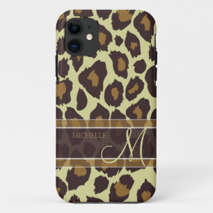 Leopard Pattern - Bruin en Tan met Monogram Case-Mate iPhone Case