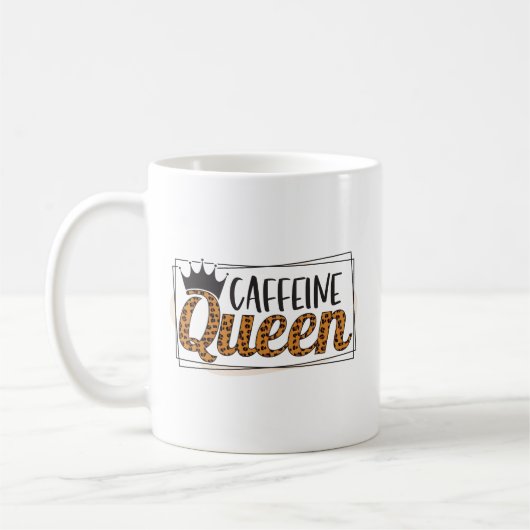 Leopard Pattern Cafeïne Queen Coffee Mok (Links)