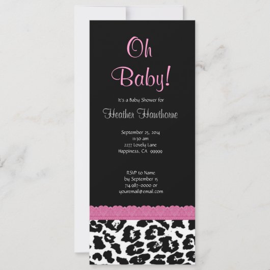 Leopard Pattern Girl Baby shower V12 Kaart (Voorkant)