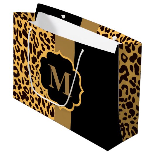 Leopard Pattern Groot Cadeauzakje (Voorkant Gekanteld)