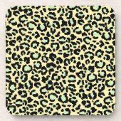 Leopard Pattern in Mint Green over Oatmeel Bier Onderzetter (Voorkant)
