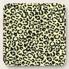 Leopard Pattern in Mint Green over Oatmeel Bier Onderzetter