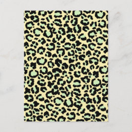 Leopard Pattern in Mint Green over Oatmeel Briefkaart