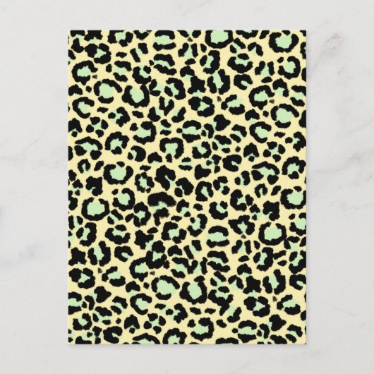 Leopard Pattern in Mint Green over Oatmeel Briefkaart (Voorkant)