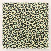 Leopard Pattern in Mint Green over Oatmeel Glazen Onderzetter (Voorkant)