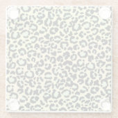 Leopard Pattern in Mint Green over Oatmeel Glazen Onderzetter (Achterkant)