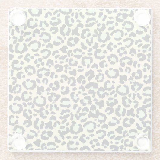 Leopard Pattern in Mint Green over Oatmeel Glazen Onderzetter (Achterkant)