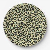Leopard Pattern in Mint Green over Oatmeel Papieren Bordje (Voorkant)