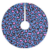 Leopard Pattern in Raspberry op Electric Blue Kerstboom Rok (Voorkant)