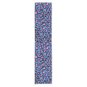 Leopard Pattern in Raspberry op Electric Blue Korte Tafelloper (Voorkant)
