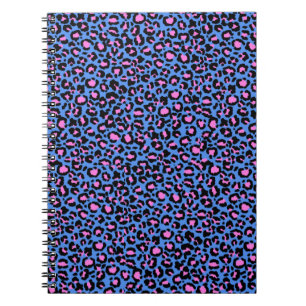Leopard Pattern in Raspberry op Electric Blue Notitieboek