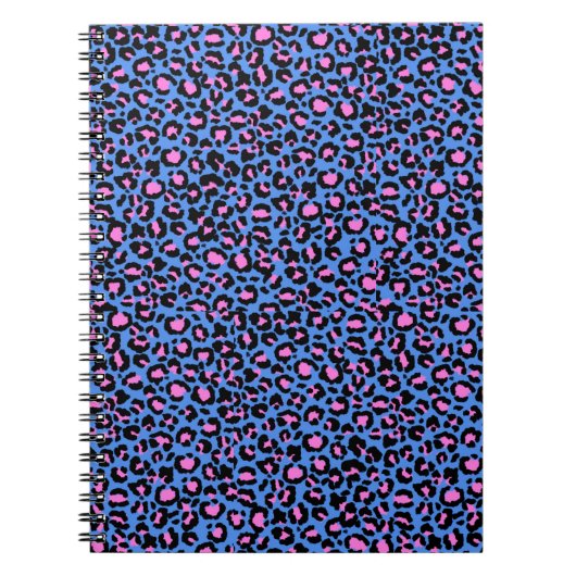 Leopard Pattern in Raspberry op Electric Blue Notitieboek (Voorkant)