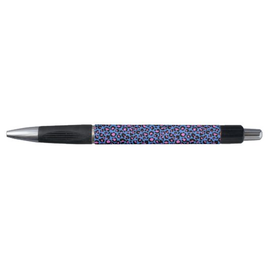 Leopard Pattern in Raspberry op Electric Blue Pen (Voorkant)