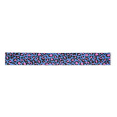 Leopard Pattern in Raspberry op Electric Blue Satijnen Lint (Voorkant)