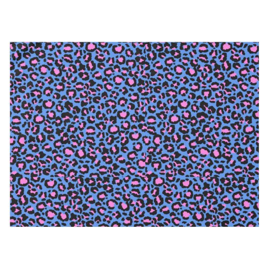 Leopard Pattern in Raspberry op Electric Blue Tafelkleed (Voorkant (Horizontaal))