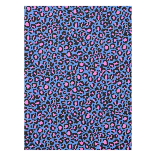 Leopard Pattern in Raspberry op Electric Blue Tafelkleed (Voorkant)
