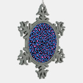 Leopard Pattern in Raspberry op Electric Blue Tin Sneeuwvlok Ornament (Links)
