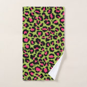 Leopard Pattern in Raspberry op Lime Green Bad Handdoek (Handdoek)