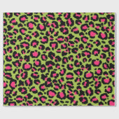 Leopard Pattern in Raspberry op Lime Green Cadeaupapier (Vlak)