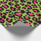 Leopard Pattern in Raspberry op Lime Green Cadeaupapier (Hoek)