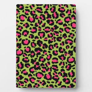 Leopard Pattern in Raspberry op Lime Green Fotoplaat