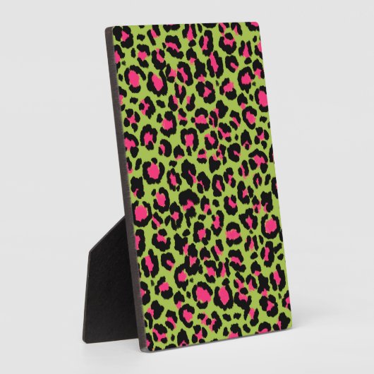 Leopard Pattern in Raspberry op Lime Green Fotoplaat (Zijkant)